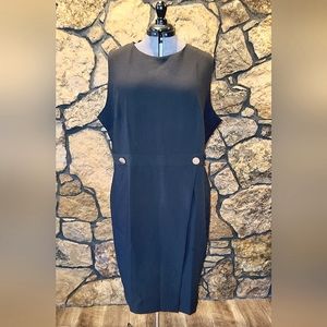 H & M Black sleeveless dress Gold buttons sz XXL